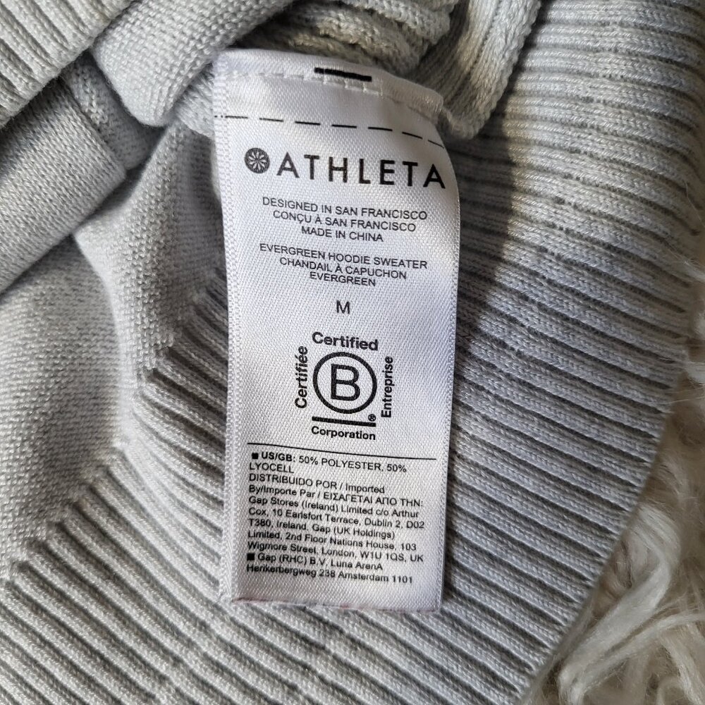 Athleta Evergreen Sweater Hoodie Size Medium Light Grey Heather - Picture 8 of 11